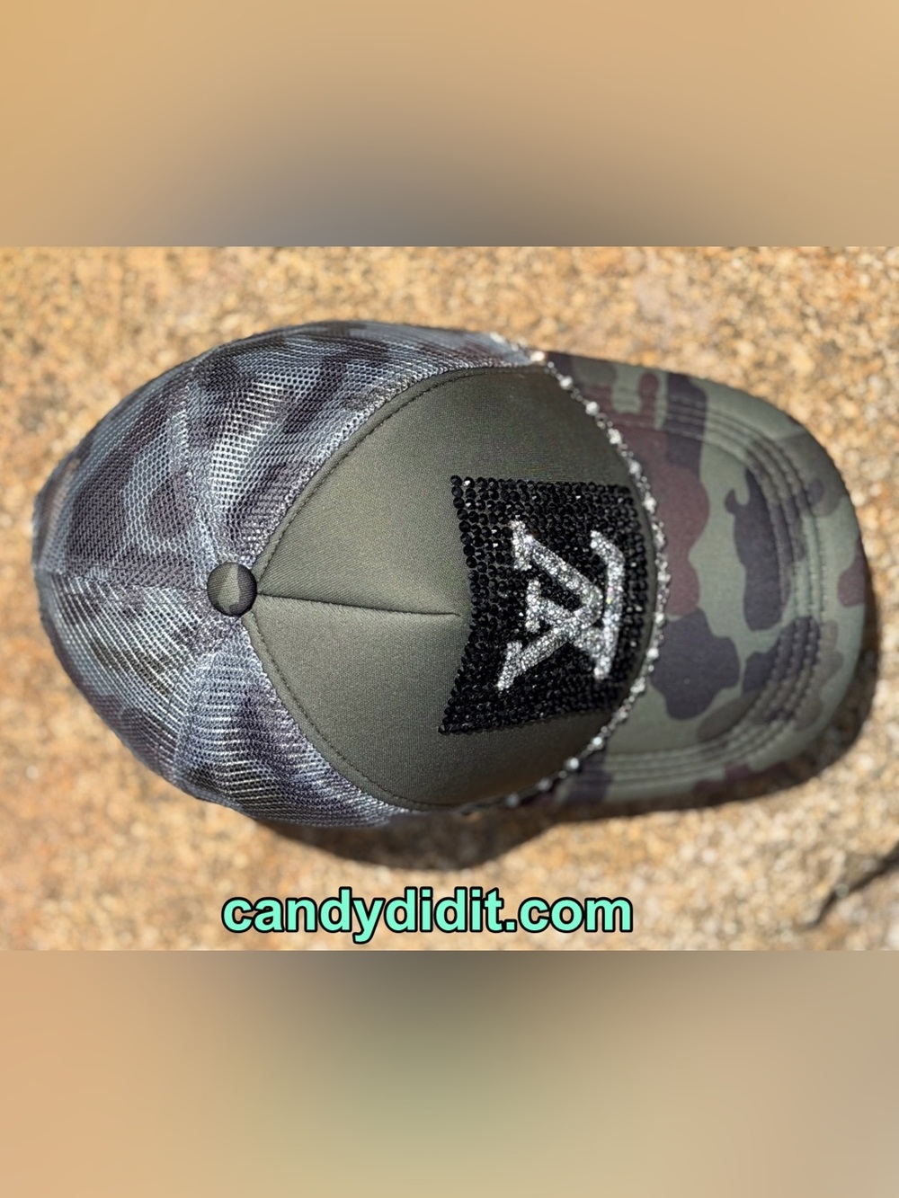 New Handmade Camo  Couture Logo Bling Trucker Hat - Picture 8 of 10